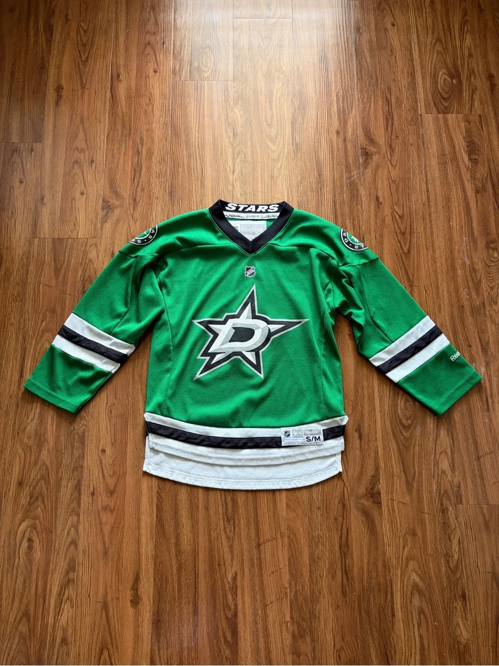 Reebok Green, White & Black Dallas Stars Hockey Jersey